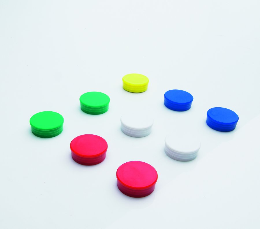 Farvede magneter i pakke med 10 stk. - 10 mm - Hvid