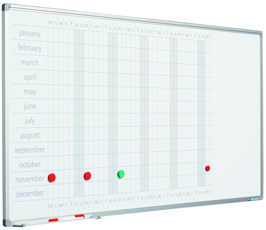 Planlægningstavle - Årskalender med dage - 60x120 cm