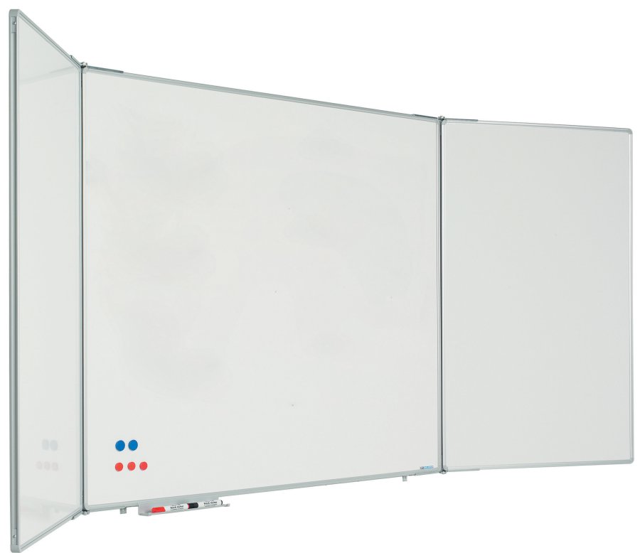 Whiteboard med 2 låger (5 sider), kan aflåses - 120x120 cm (120x240 cm) - uden låsebeslag