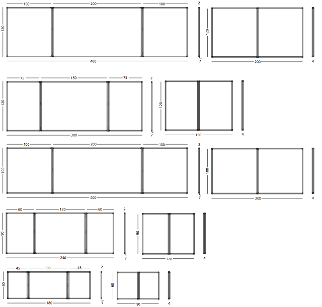 Whiteboard med 2 låger (5 sider), kan aflåses - 60x90 cm (60x180 cm) - uden låsebeslag
