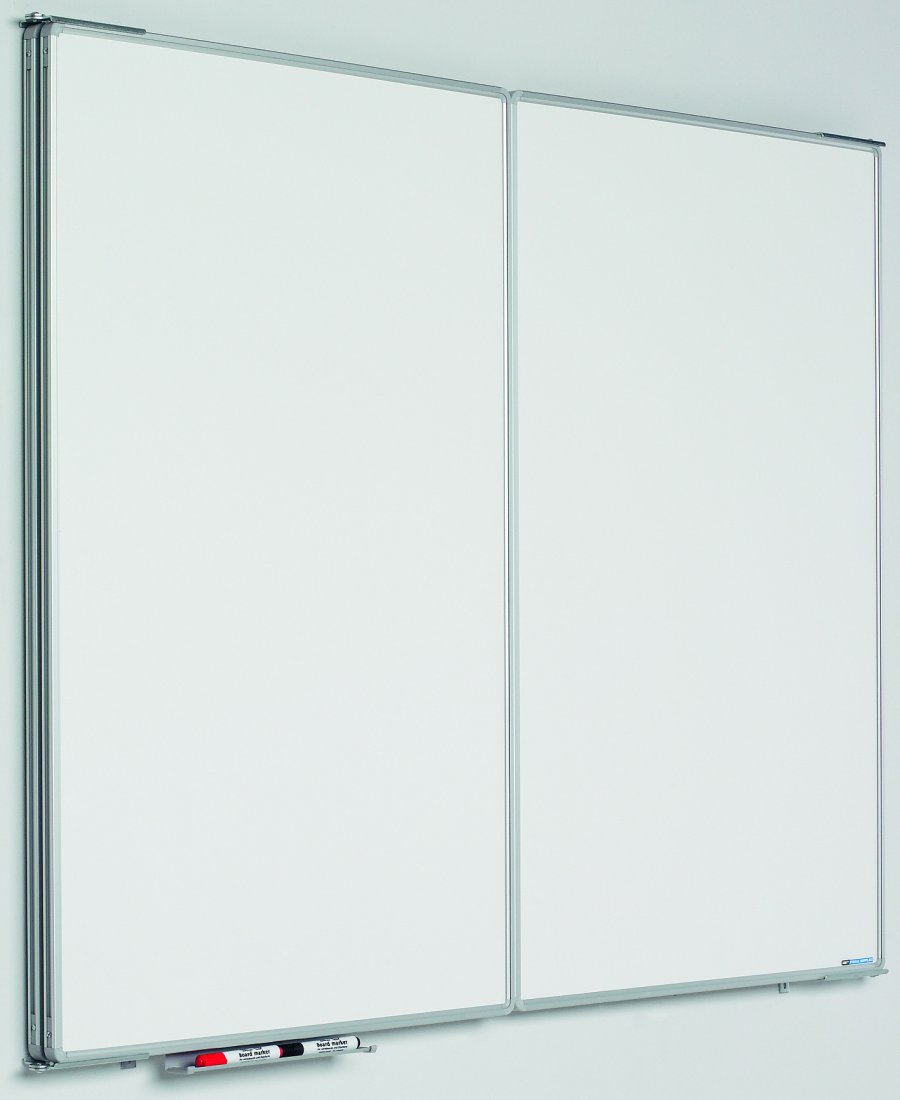 Whiteboard med 2 låger (5 sider), kan aflåses - 60x90 cm (60x180 cm) - uden låsebeslag