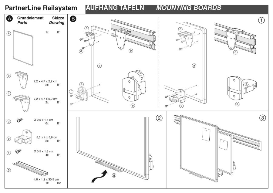 Tavle til v&aelig;gskinnesystem - 120x150 cm