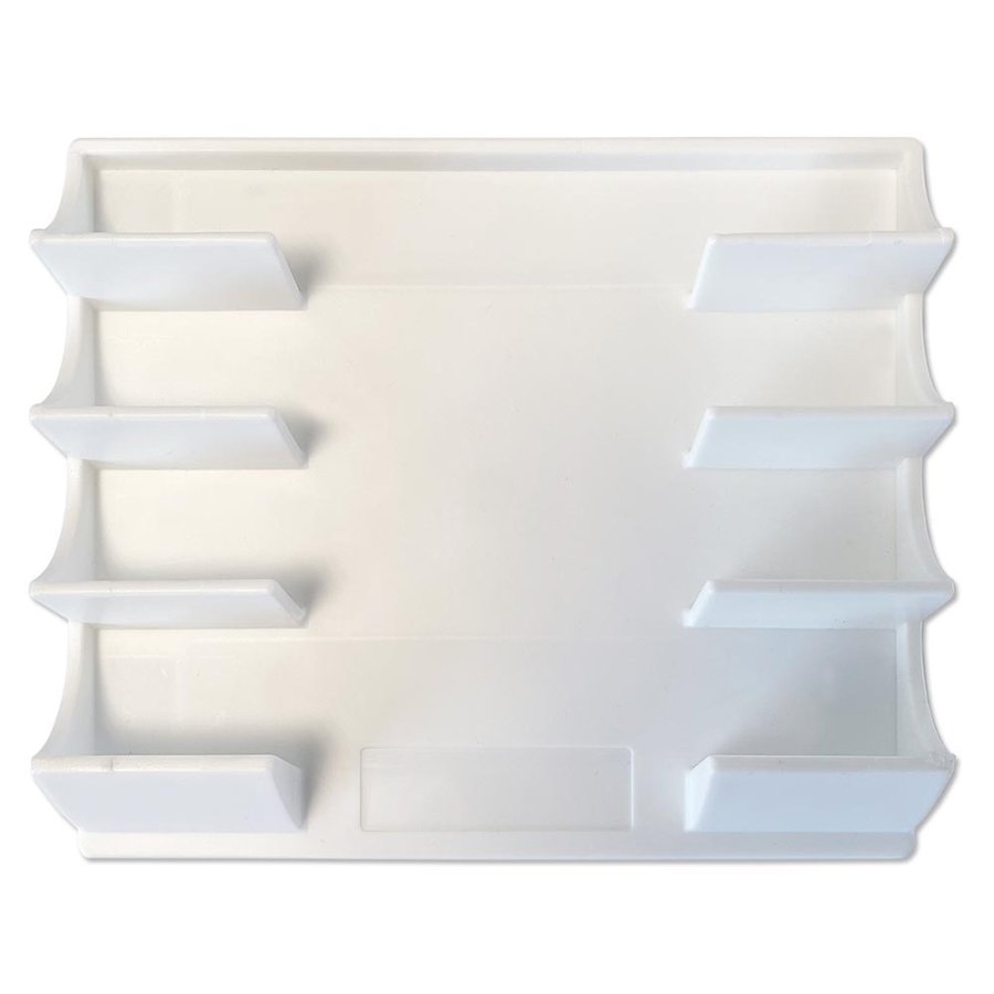 Magnetisk penneholder til 4 penne, hvid plast med 4 magneter p&aring; bagsiden (ogs&aring; inkl. 4 selvkl&aelig;bende puder)