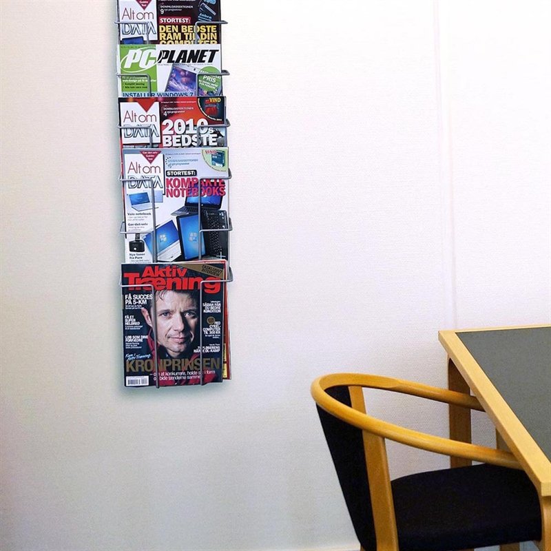 Brochureholder i tråd til væg - 9xA5 - 10,8 cm brochure højde