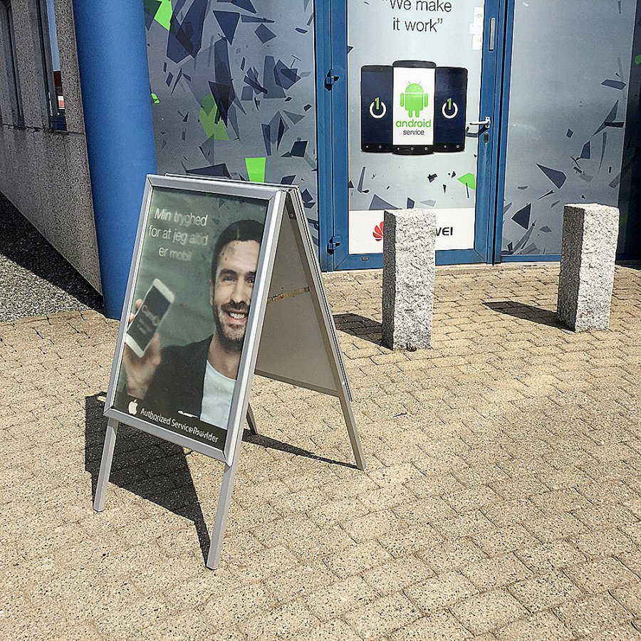 Alu-Line Standard Gadeskilt - s&oslash;lv - A2