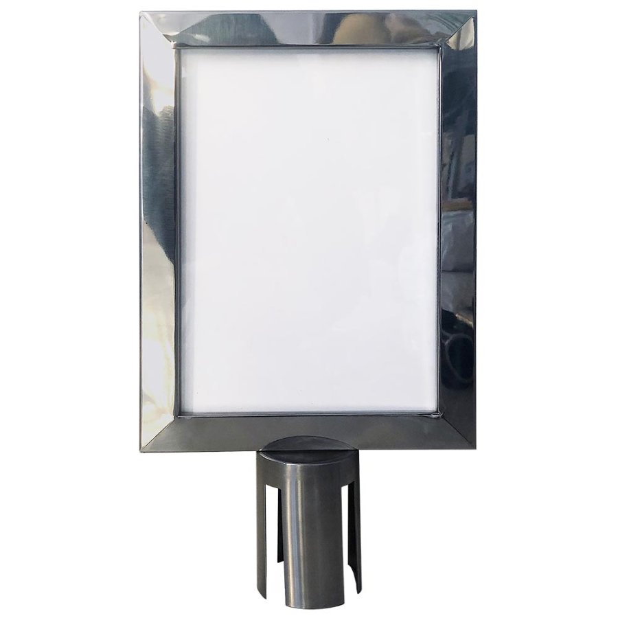 Sign holder for Crowd Barrier Belt system, Stainless Steel, A4