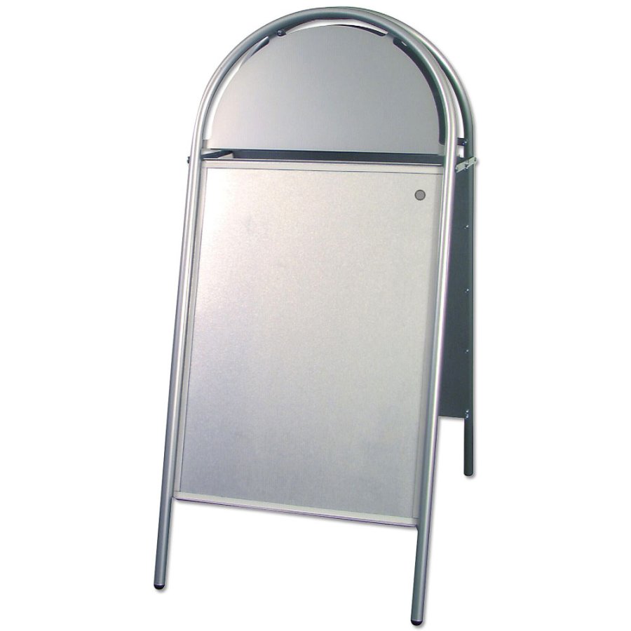 Expo Gotik Gadeskilt med logoplade - 70x100 cm - sølv