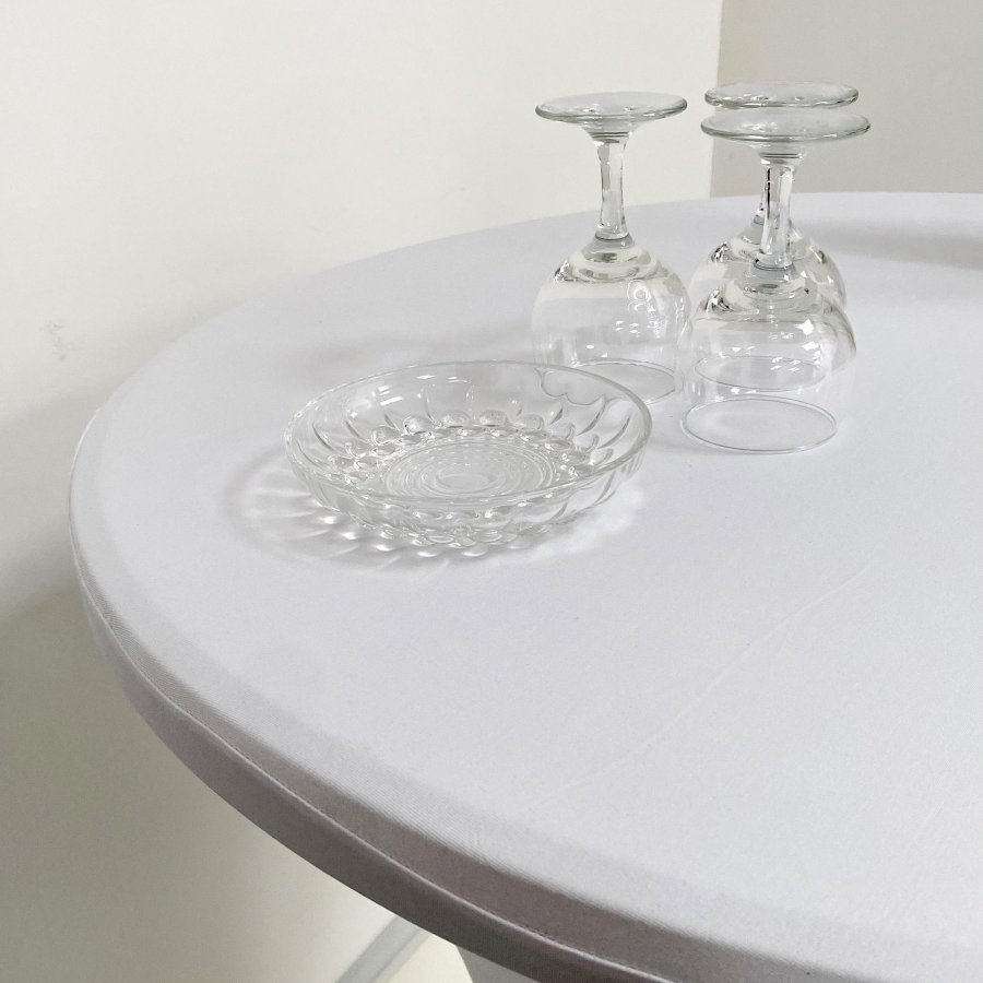 Elastisk Hvid Borddug til Events - Ø80cm