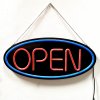 LED Open skilt med lys, sort skilt med r&oslash;d og bl&aring; neon #1
