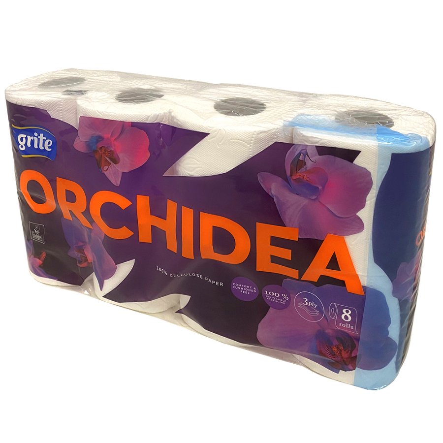 Toiletpapir, Grite Orchidea White, 3-lags, 100% nyfiber, 56 ruller