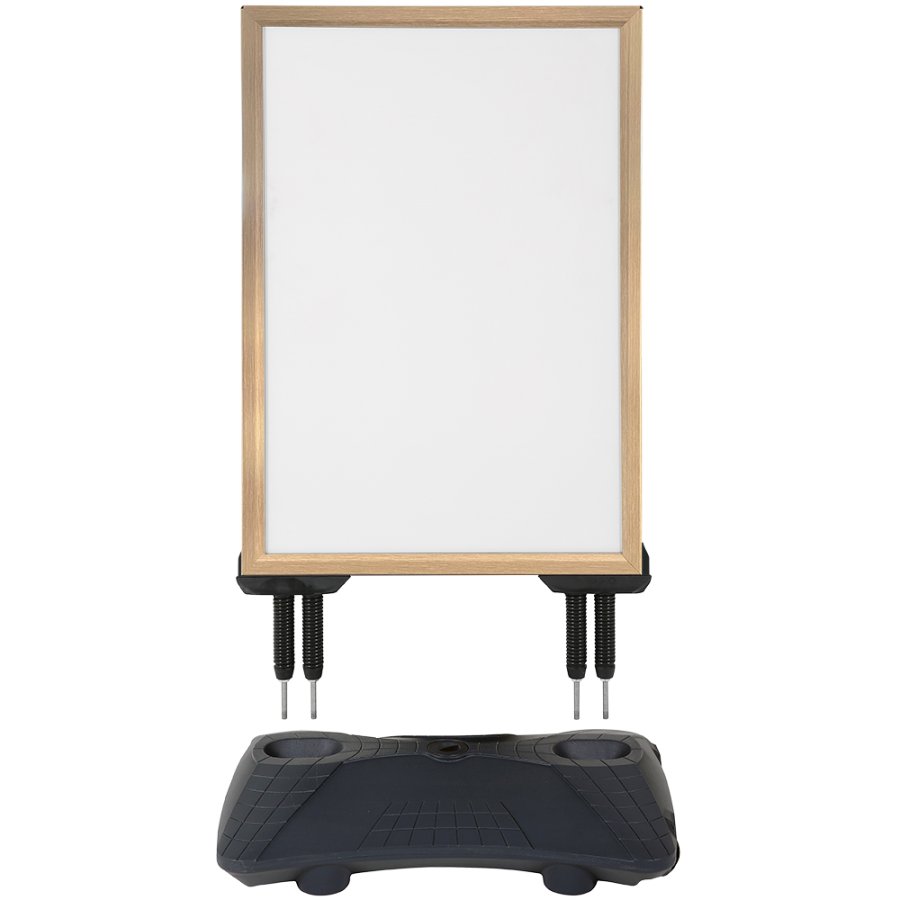 Stilfuldt Wind-Pro Vandbase Gadeskilt i Grå/Light Wood - A1 Størrelse