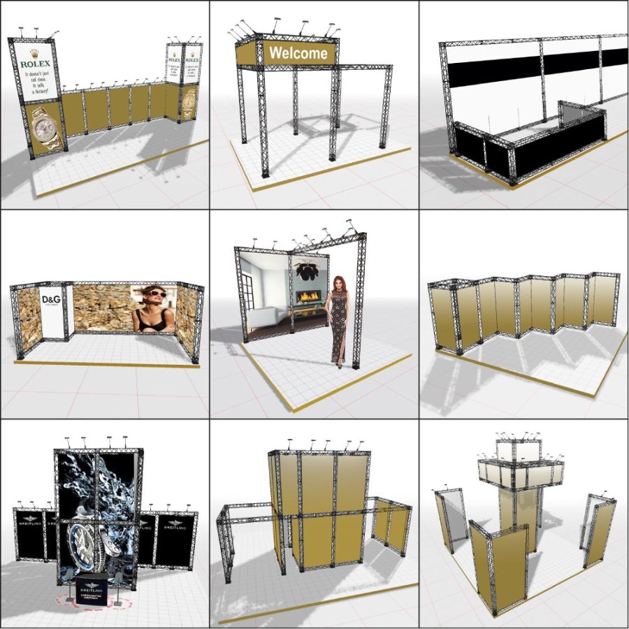 CROWN TRUSS 15 U-shape wall 3 x 3 m, 400 x 600 cm