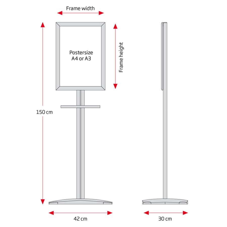 H&aring;ndspritstander med hylde og A3 Klikramme