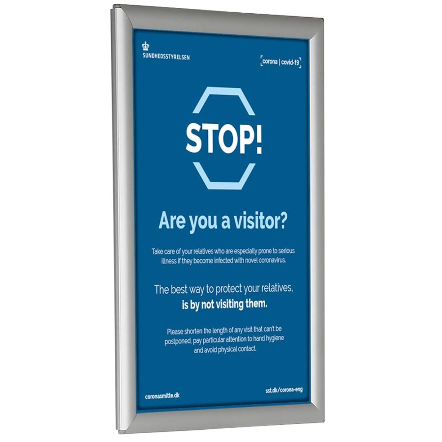 V&aelig;gmonteret holder til h&aring;ndsprit dispenser og A3 Klikramme