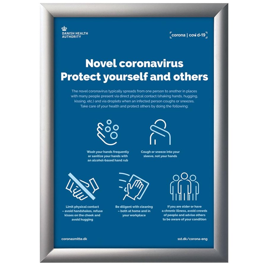 H&aring;ndspritdispenser med A4 Klikramme til v&aelig;g montering - 1000 ml