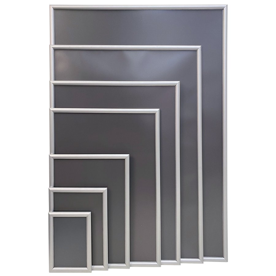 Klikramme med 17mm aluminium profil, s&oslash;lv - A2