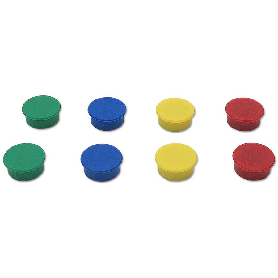 Magneter til whiteboards og st&aring;ltavler, 8 stk. i forskellige farver