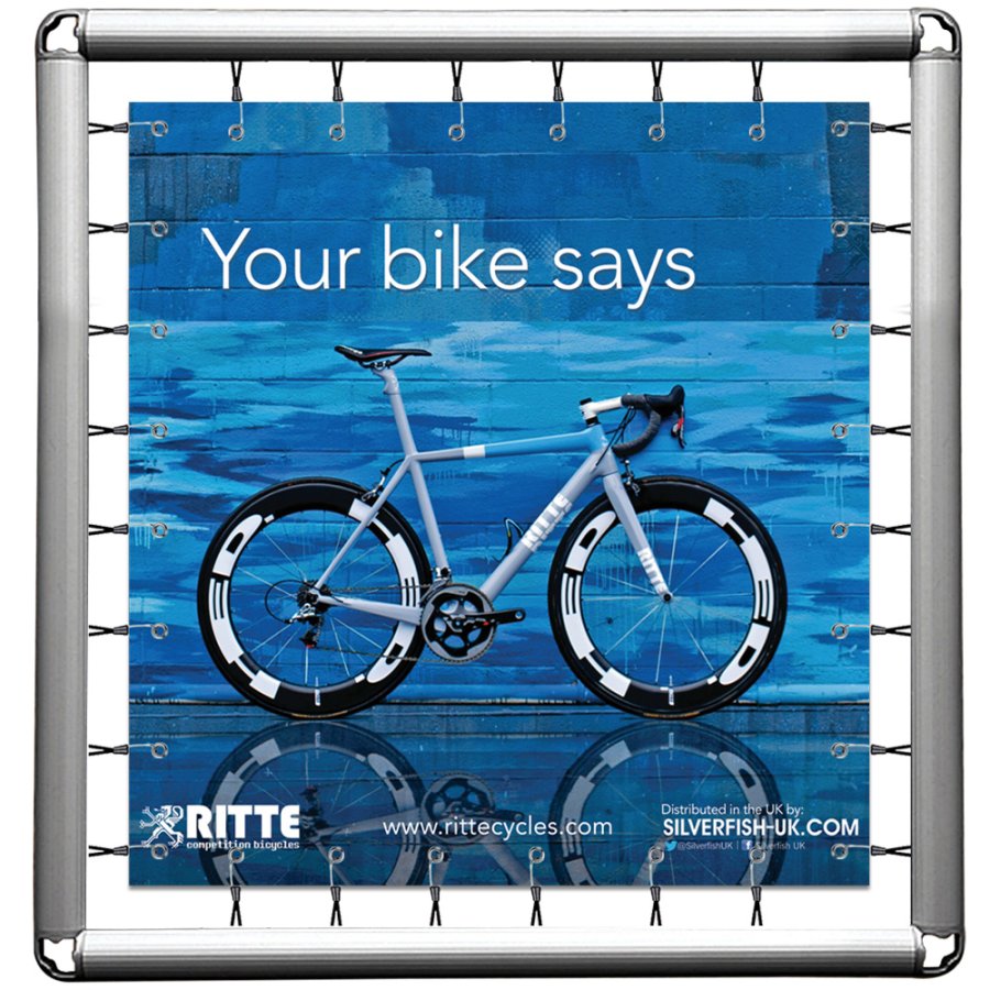 Omni Banner Ramme, 150x150cm. Inkl. krog m/elastik. Ekskl. eyelets