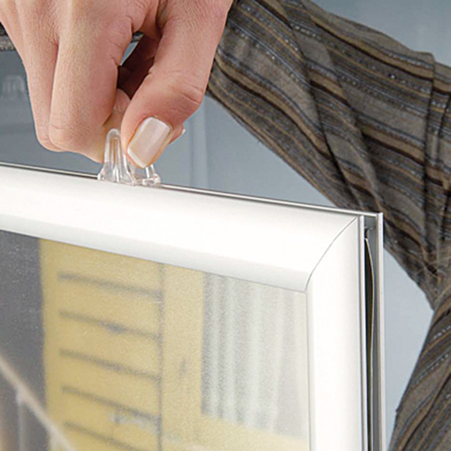 Slide-in ramme dobbeltsidet vertikal, med 25mm aluminium profil, s&oslash;lv - A3