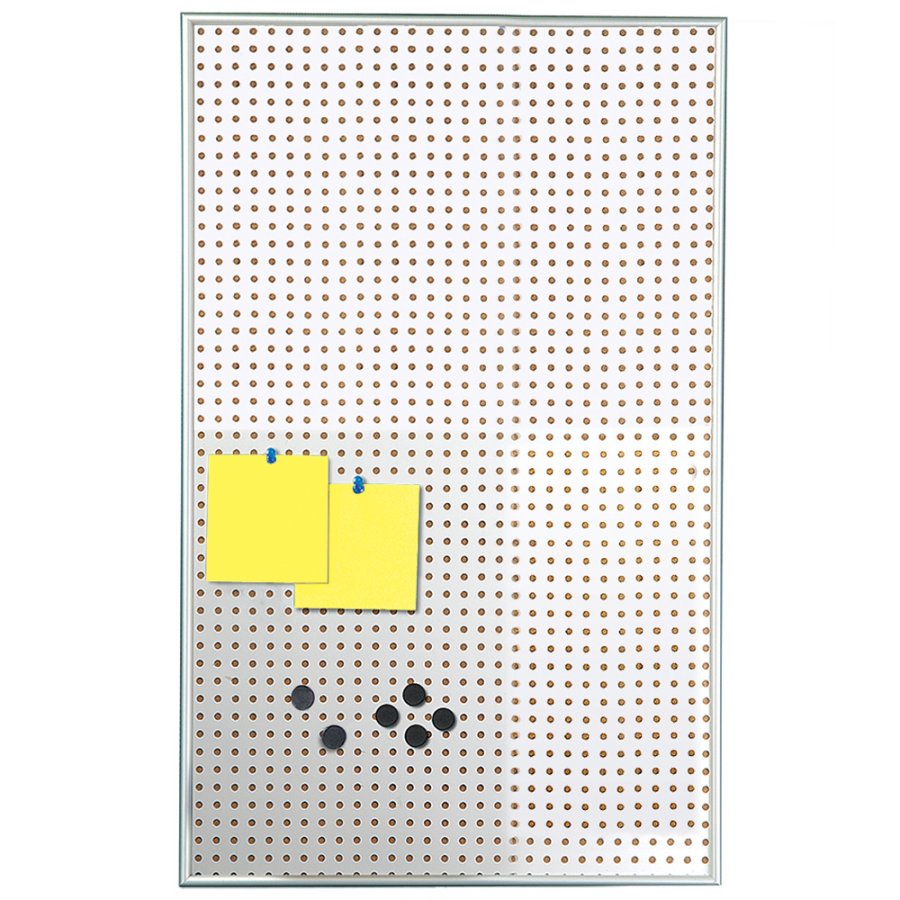 Kombi infotavle 9mm aluminium profil med st&aring;l/kork-bagplade, s&oslash;lv - 6xA4