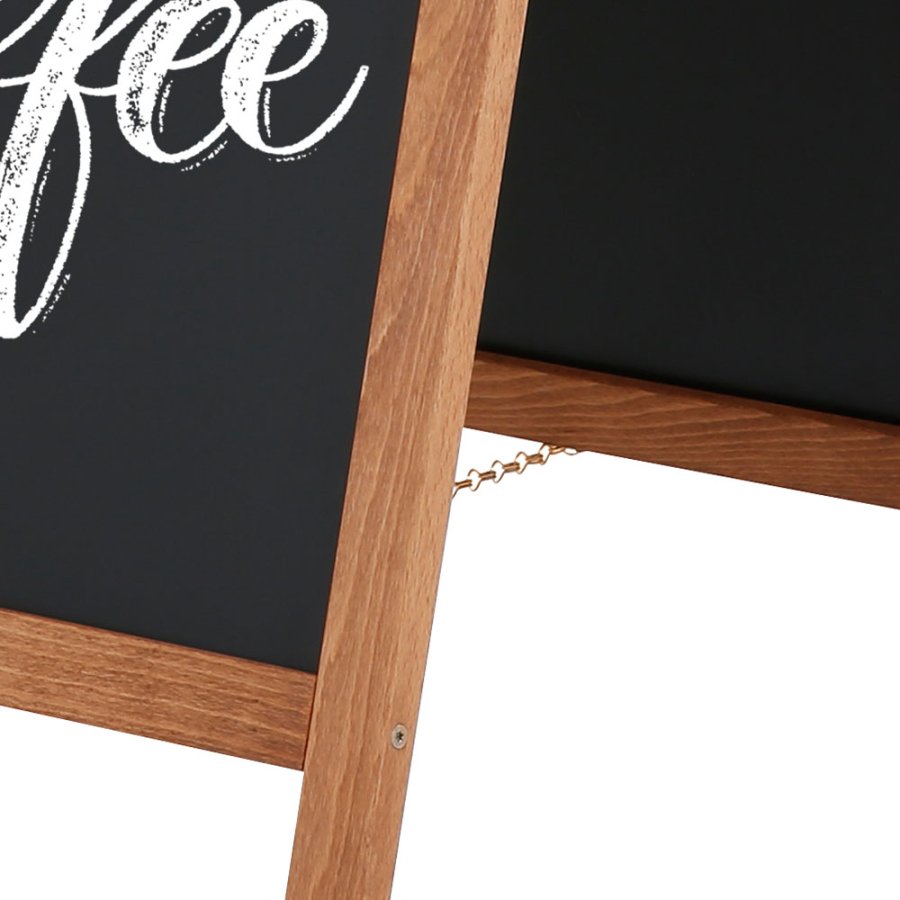 Wooden A-Board, m&oslash;rkbejdset, med st&aring;ltavler, 46 x 68 cm