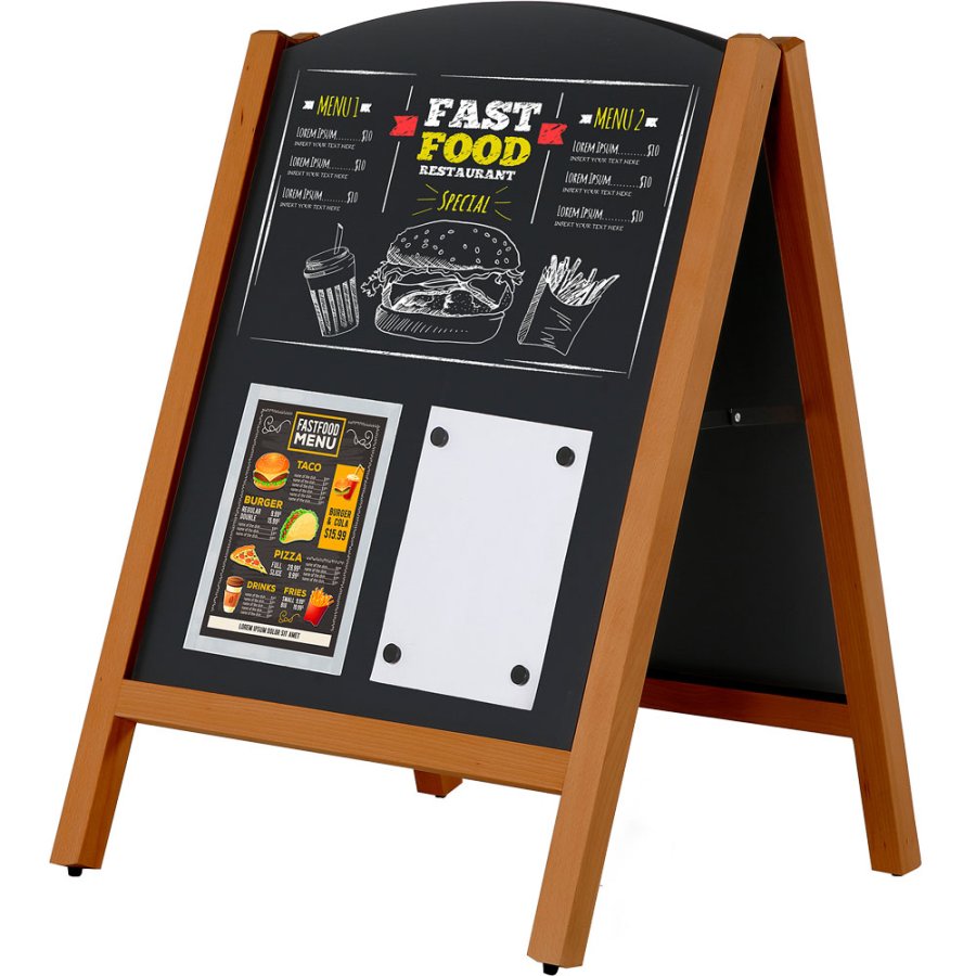 Wooden Gadeskilt med buet top og st&aring;ltavler, 59 x 77,5 cm