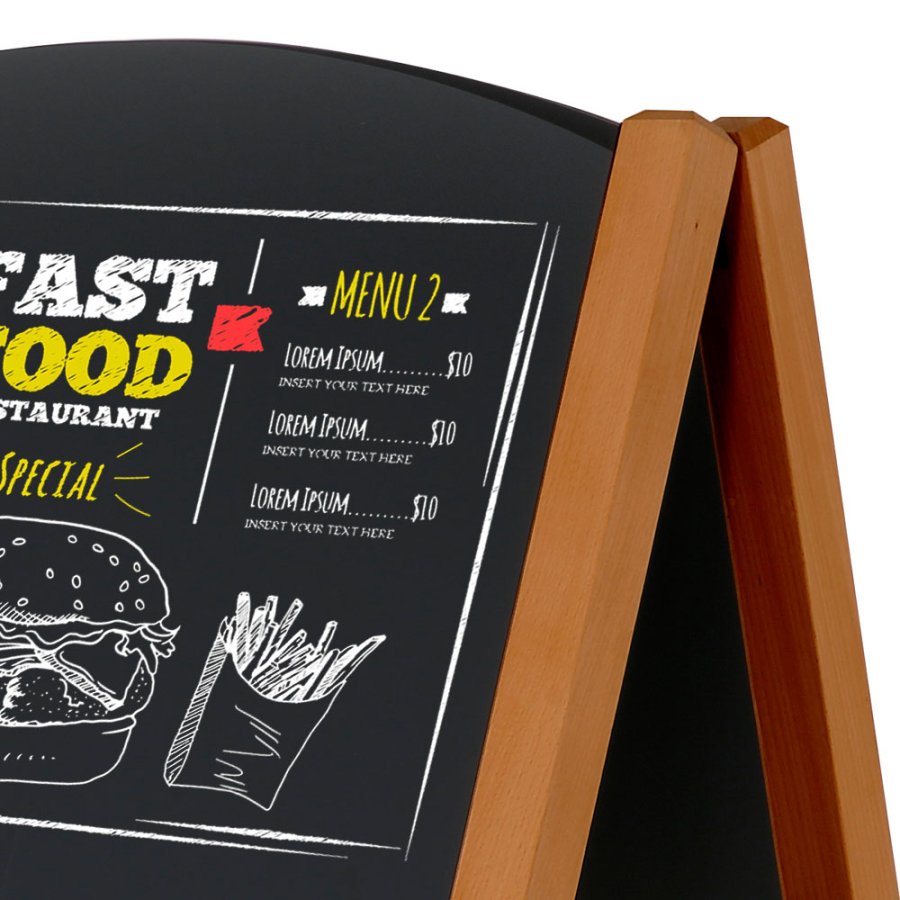 Wooden Gadeskilt med buet top og st&aring;ltavler, 59 x 77,5 cm