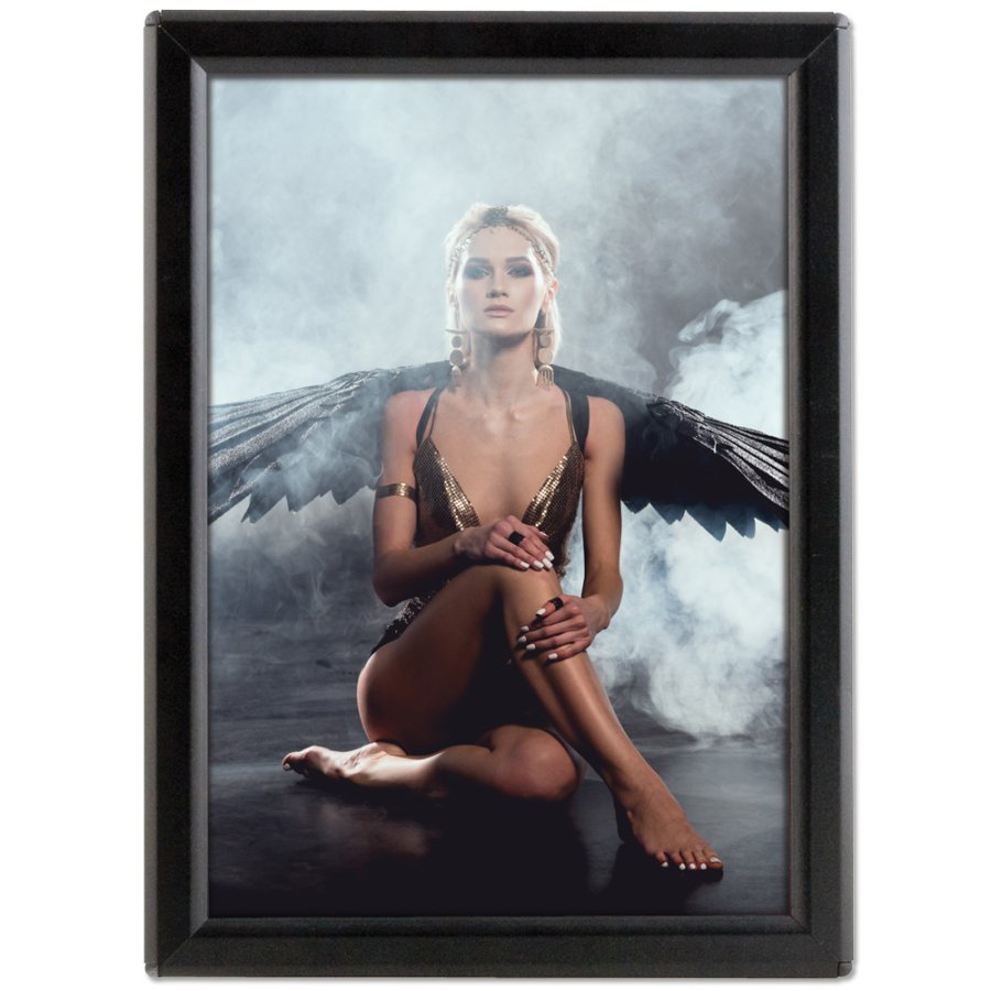 Klikramme, Opti, 14 mm aluminiumsprofil, s&oslash;lv, A4 - 21 x 29,7 cm