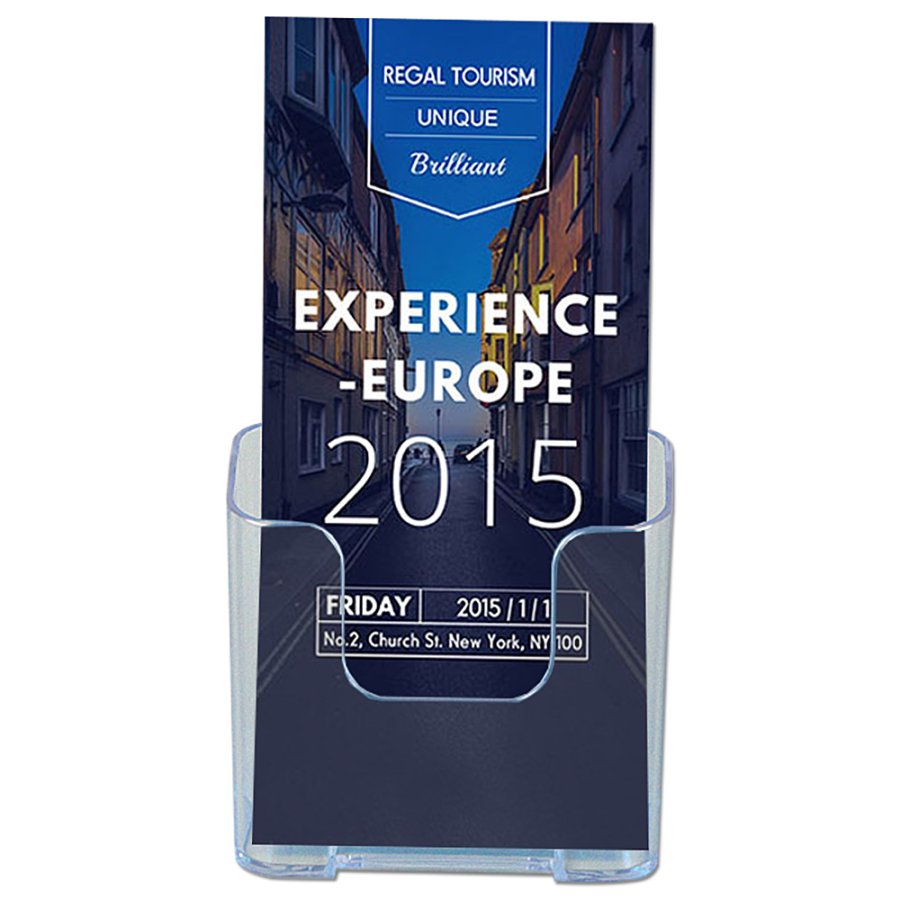 Bord & V&aelig;gdispenser, akrylbrochureholder - M65/A6