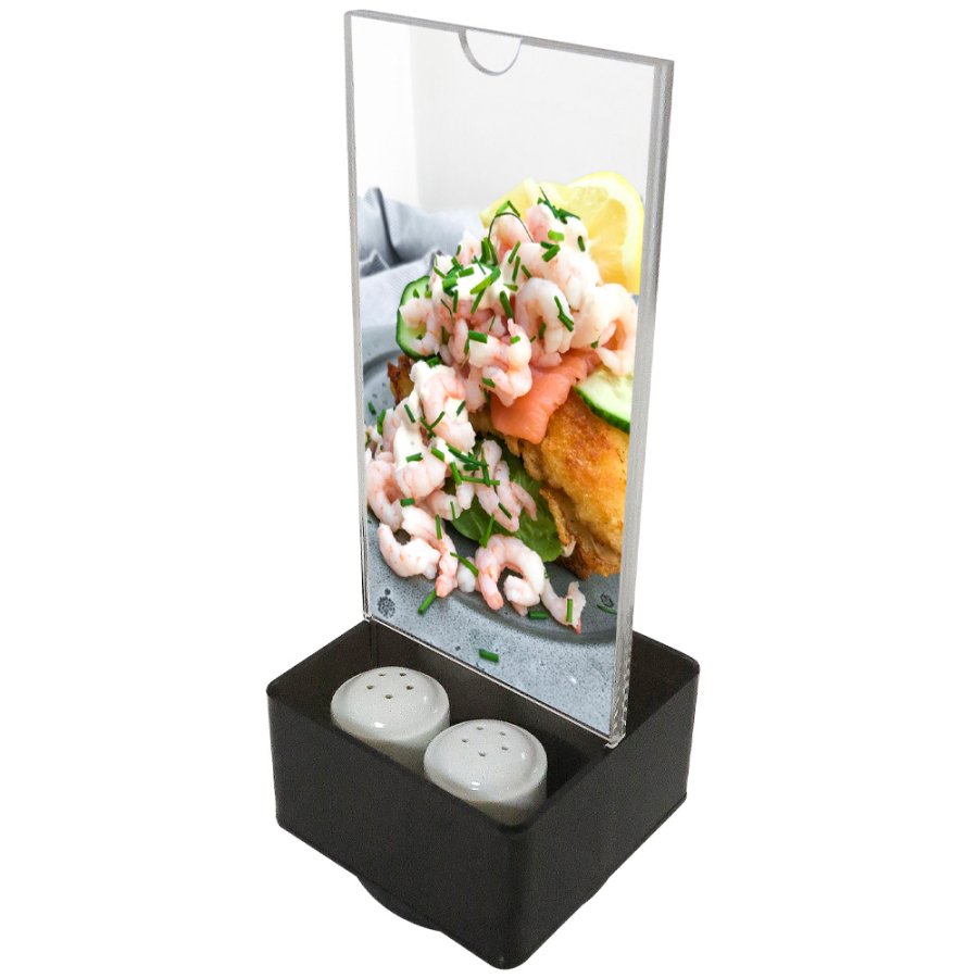 Menukortholder Salt & Pepper, akryl, 2 x M65, Sort