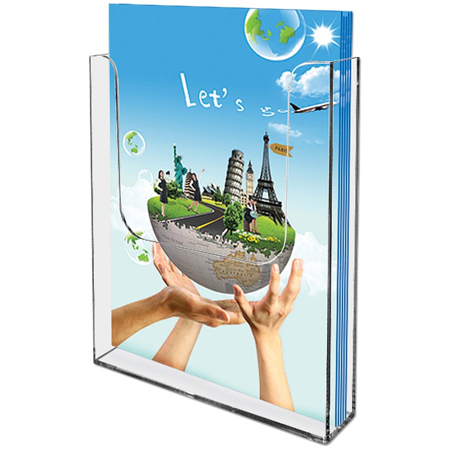 Akryl Brochureholder til v&aelig;g - vertikal - A4 - 21x29.7 cm