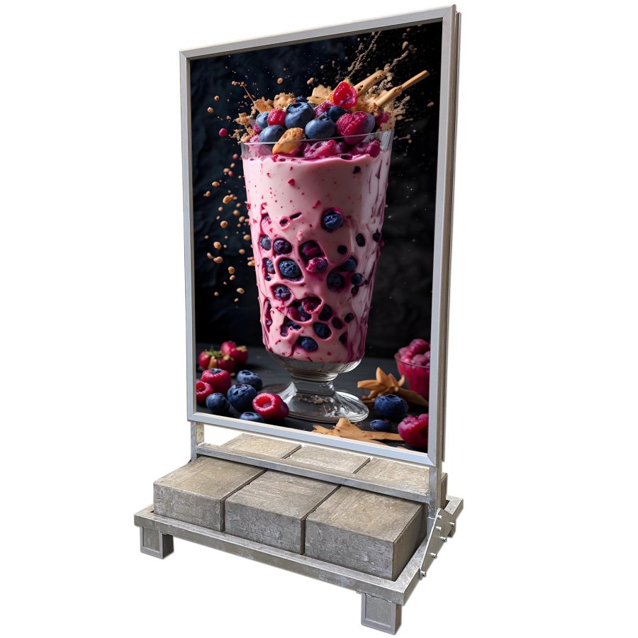 Heavy Outdoor Sign Betonstander, alu/gr&aring;, 100 x 140 cm  uden sten