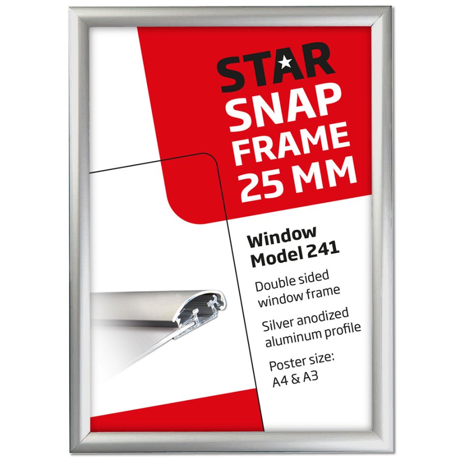 Window Alu Klikramme dobbeltsidet - 25 mm - A4 - s&oslash;lv