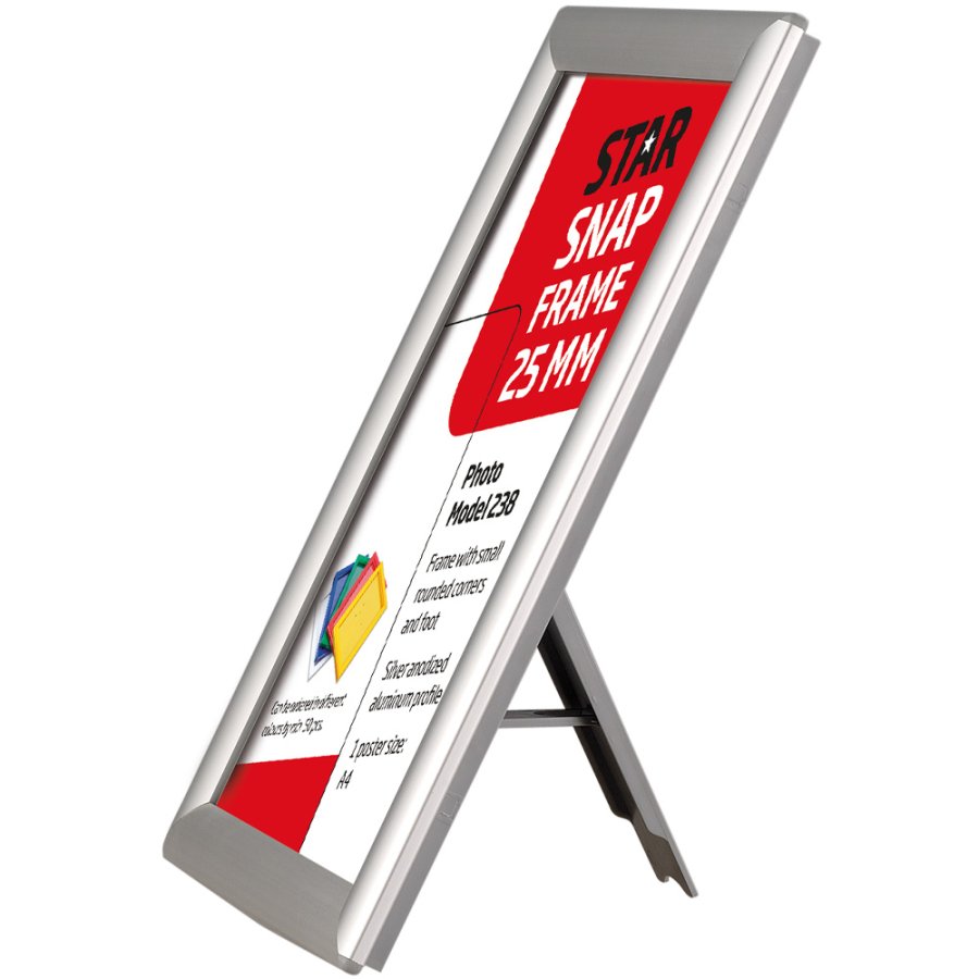 Photo Klikramme med 25mm aluminium profil, s&oslash;lv - A4