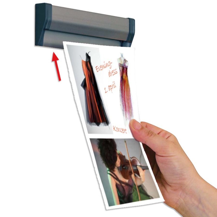 Fast Note plakatoph&aelig;ng med 30mm aluminium profil, s&oslash;lv - 150cm