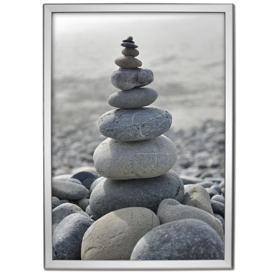 Opti Klikramme med 25mm aluminium profil, s&oslash;lv - 50x70 cm