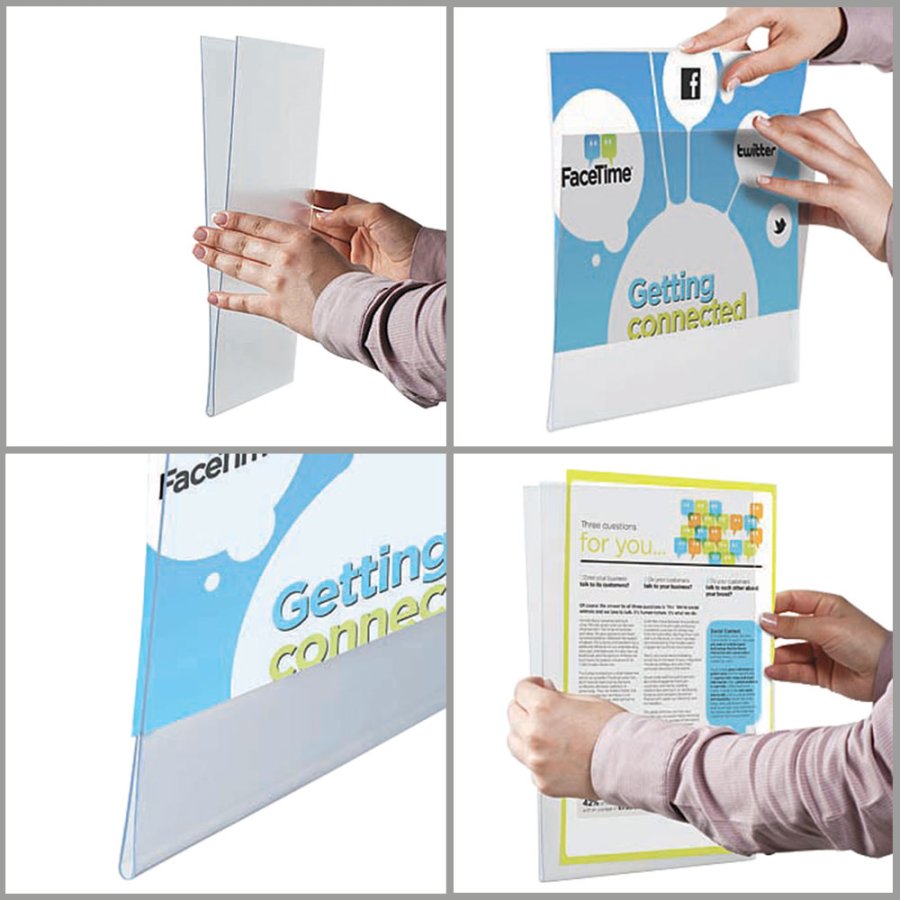 Window U-pocket, dobbeltsidet A4 - vertikal (uden tape)