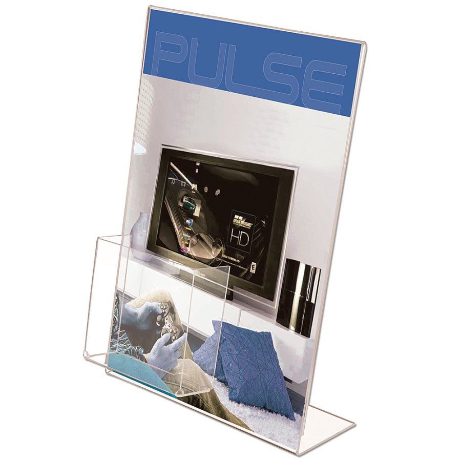 Menukortholder, L-formet, A4, m. visitkortholder, Vertikal