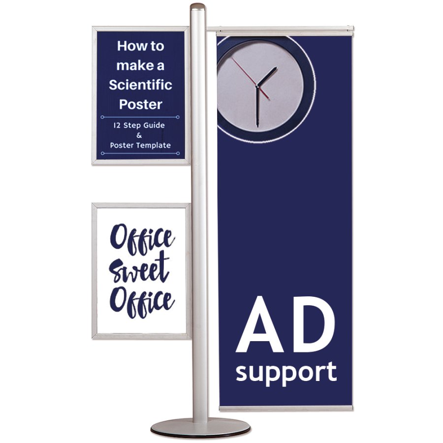 Infostander, MultiStand, 50cm banner, 2 x dobbeltsidet Slide-In rammer, A2 - 42 x 59,4 cm
