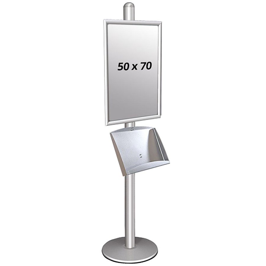 Infostander, MultiStand, enkeltsidet, st&aring;lhylde, klikramme, B2 - 50 x 70 cm
