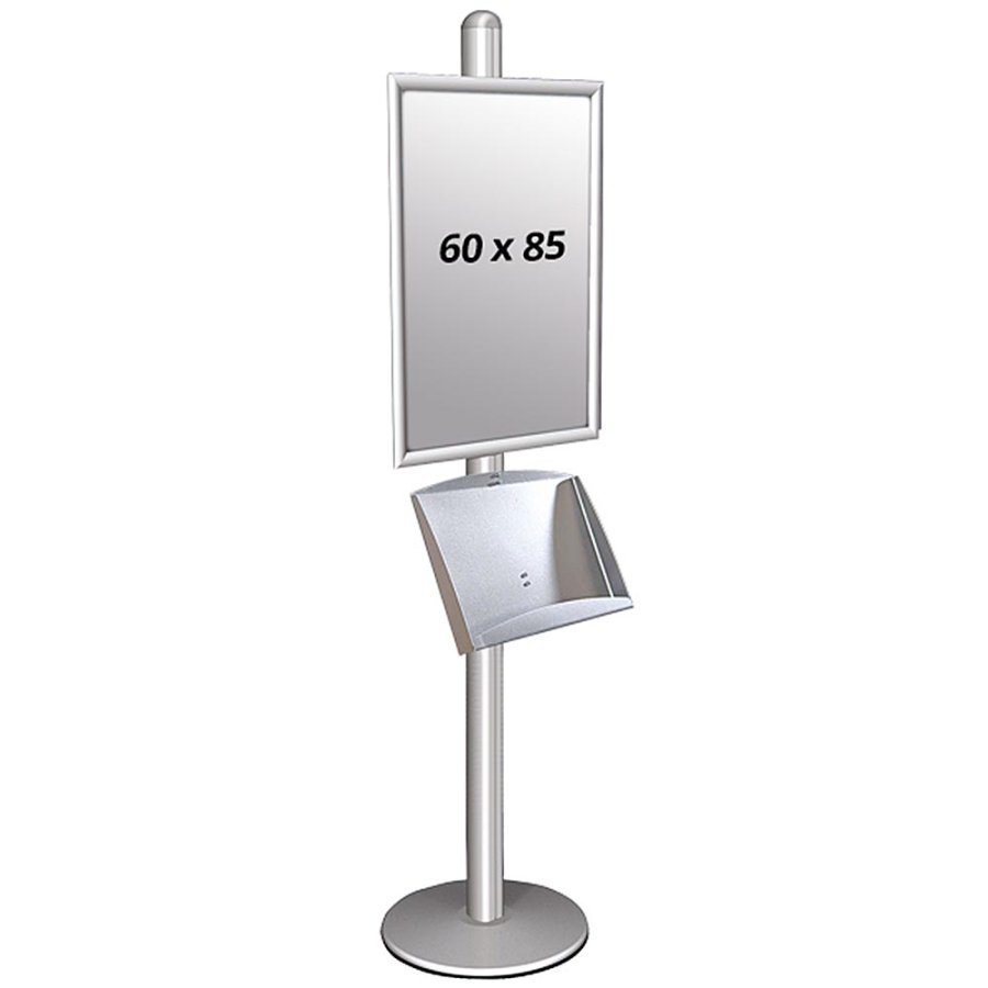 Infostander, MultiStand, enkeltsidet, st&aring;lhylde, klikramme, 60 x 85 cm