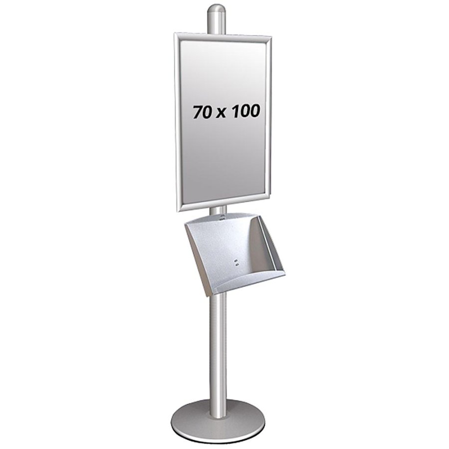Infostander, MultiStand, enkeltsidet, st&aring;lhylde, klikramme, B1 - 70 x 100 cm