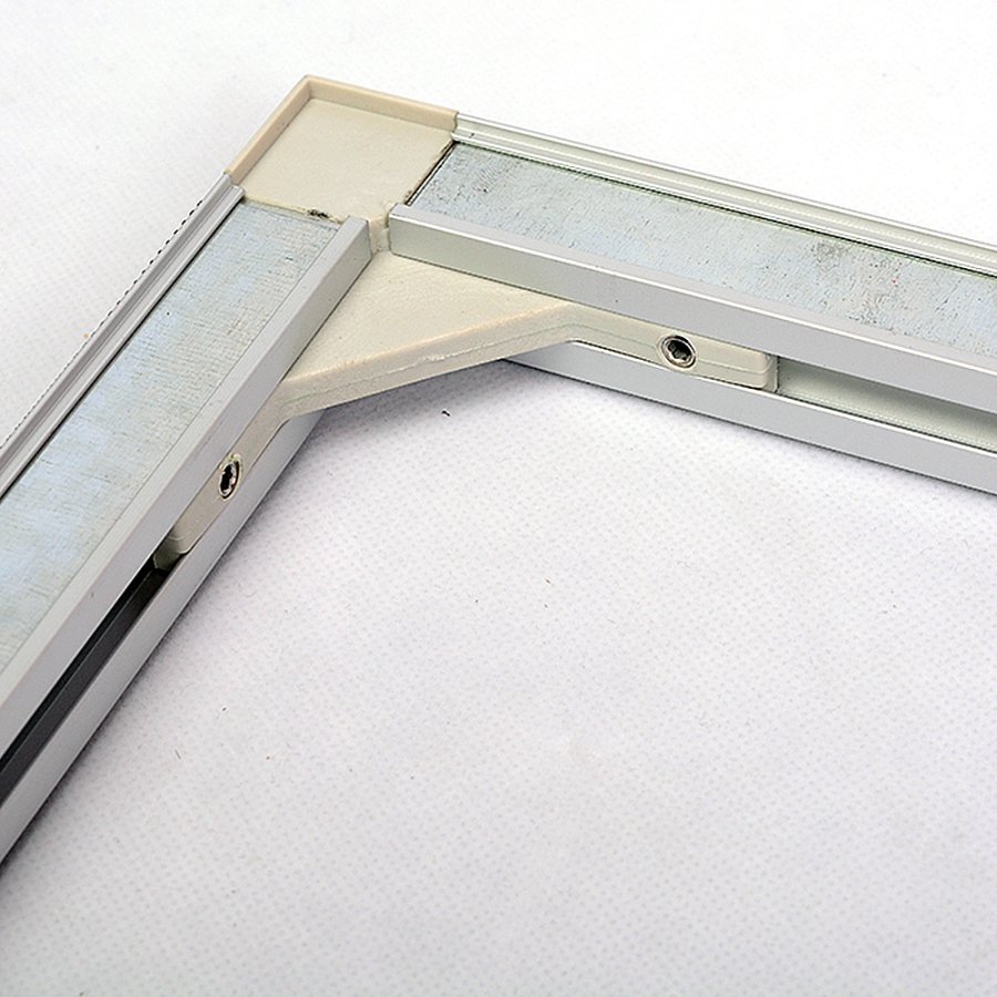 Magnetisk dobbeltsidet bannerstander med aluminiumsramme, s&oslash;lv - 40x160 cm