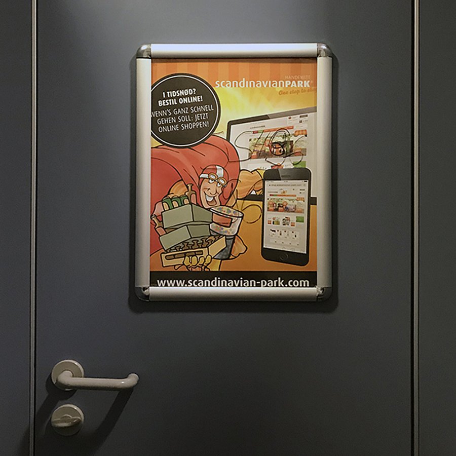 Klikramme med 25mm aluminium Rondo profil, s&oslash;lv - 50x70 cm