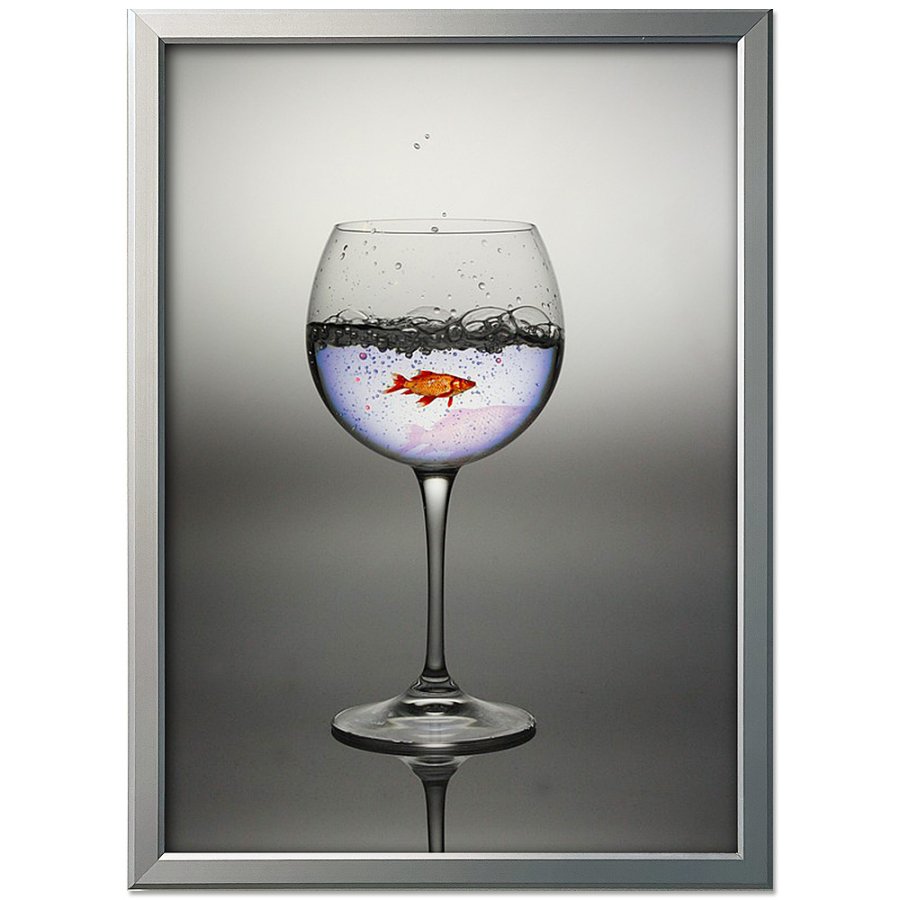 Klikramme med 20mm aluminium fladprofil, s&oslash;lv - 50x70 cm