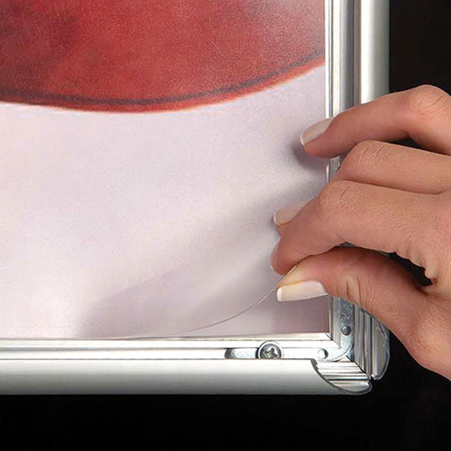 Klikramme med 25mm aluminium Security Frame profil, s&oslash;lv - A1