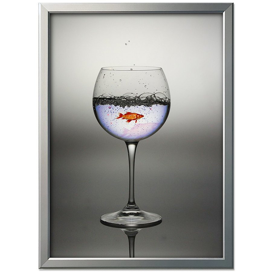 Klikramme med 20mm aluminium fladprofil, s&oslash;lv - 70x100 cm