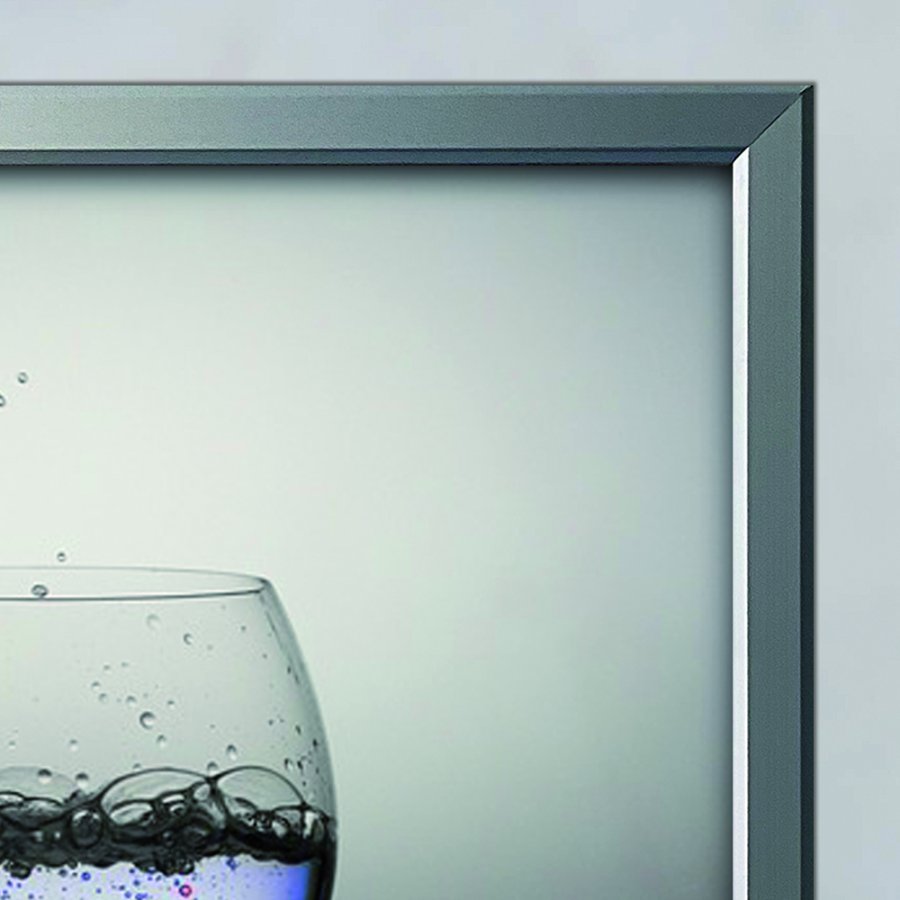 Klikramme med 20mm aluminium fladprofil, s&oslash;lv - 70x100 cm