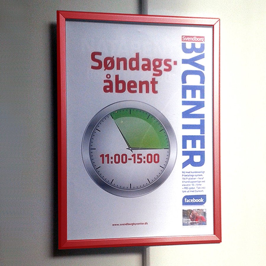 Klikramme med 32mm aluminium fladprofil, r&oslash;d - 50x70 cm