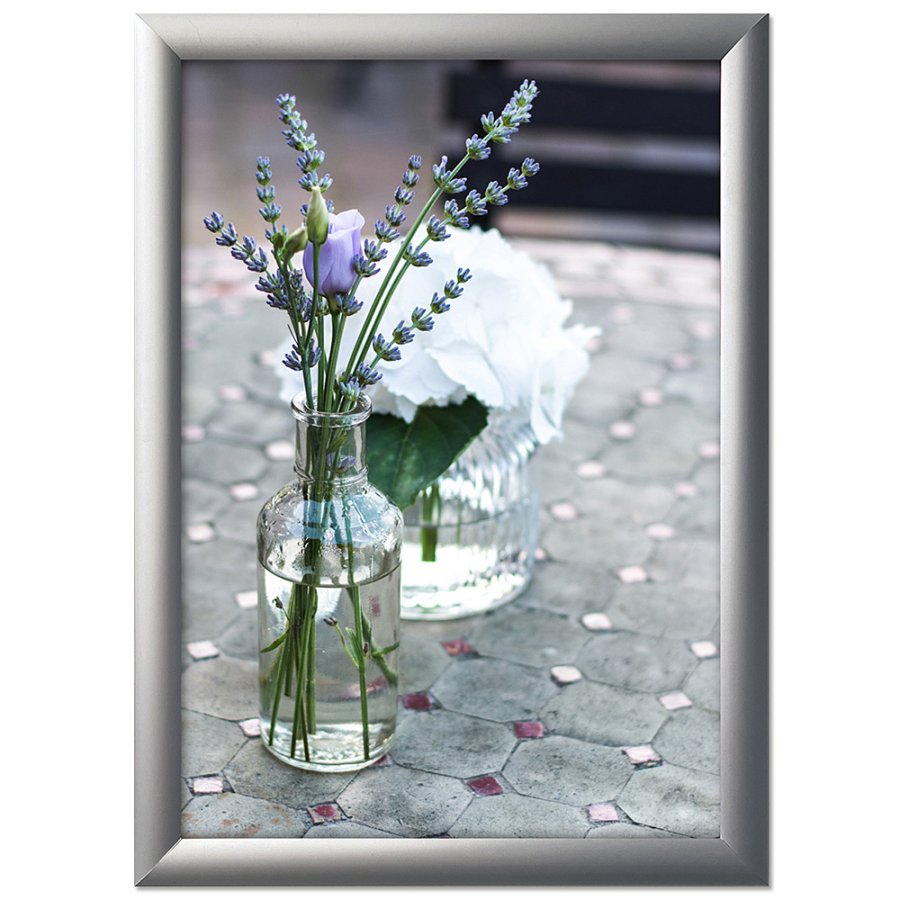 Klikramme Fast-Fix med 25mm aluminium profil, s&oslash;lv - A4